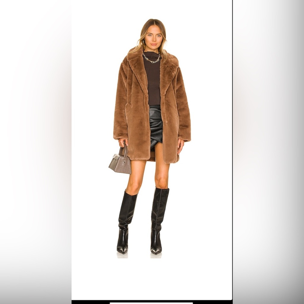 Lamarque Linnea Faux Fur Jacket Mink Brown NWOT